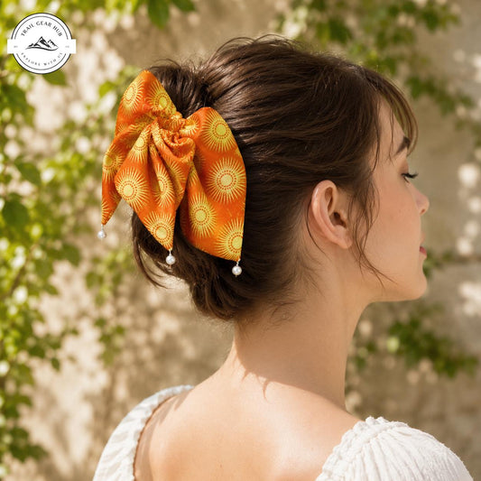 Boho Sun Motif Satin Pearl Hair Tie TN08