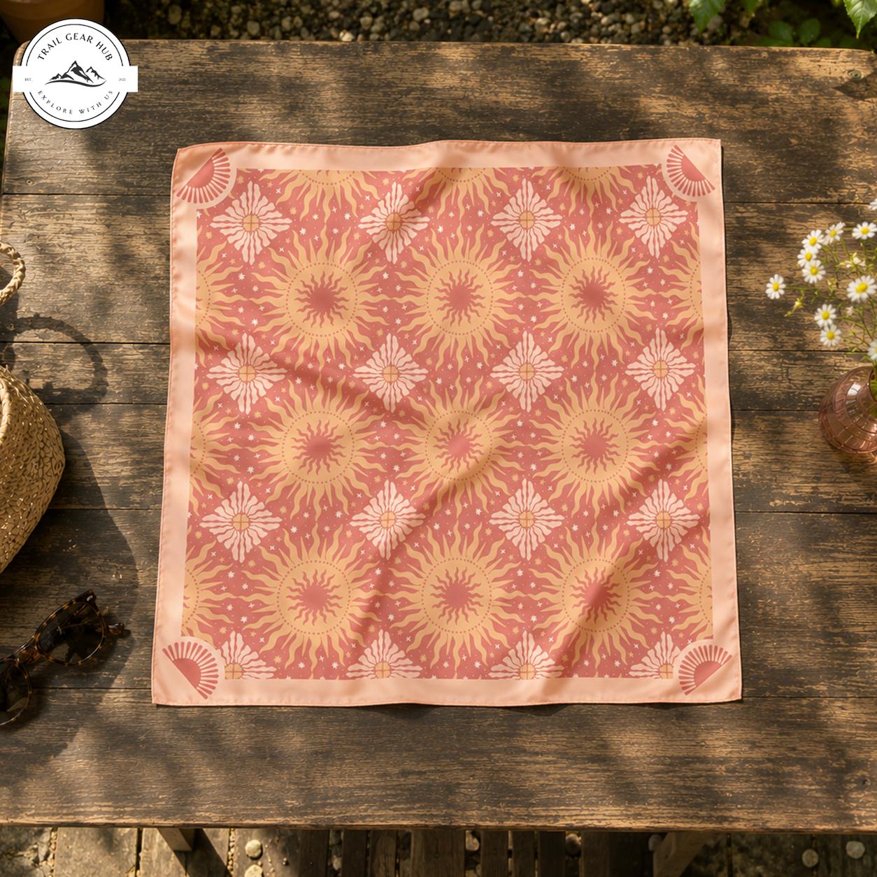 Vintage Terracotta Sun Satin Square Scarf TN07