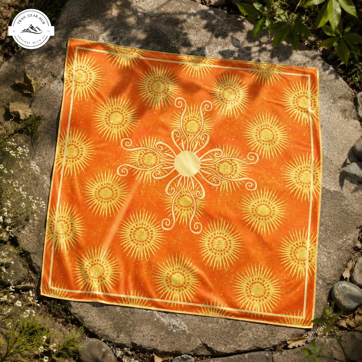 Orange Sun Mandala Satin Square Scarf TN08