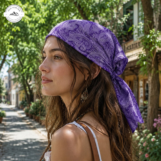 Boho Purple Paisley Satin Square Scarf TN10SSBD