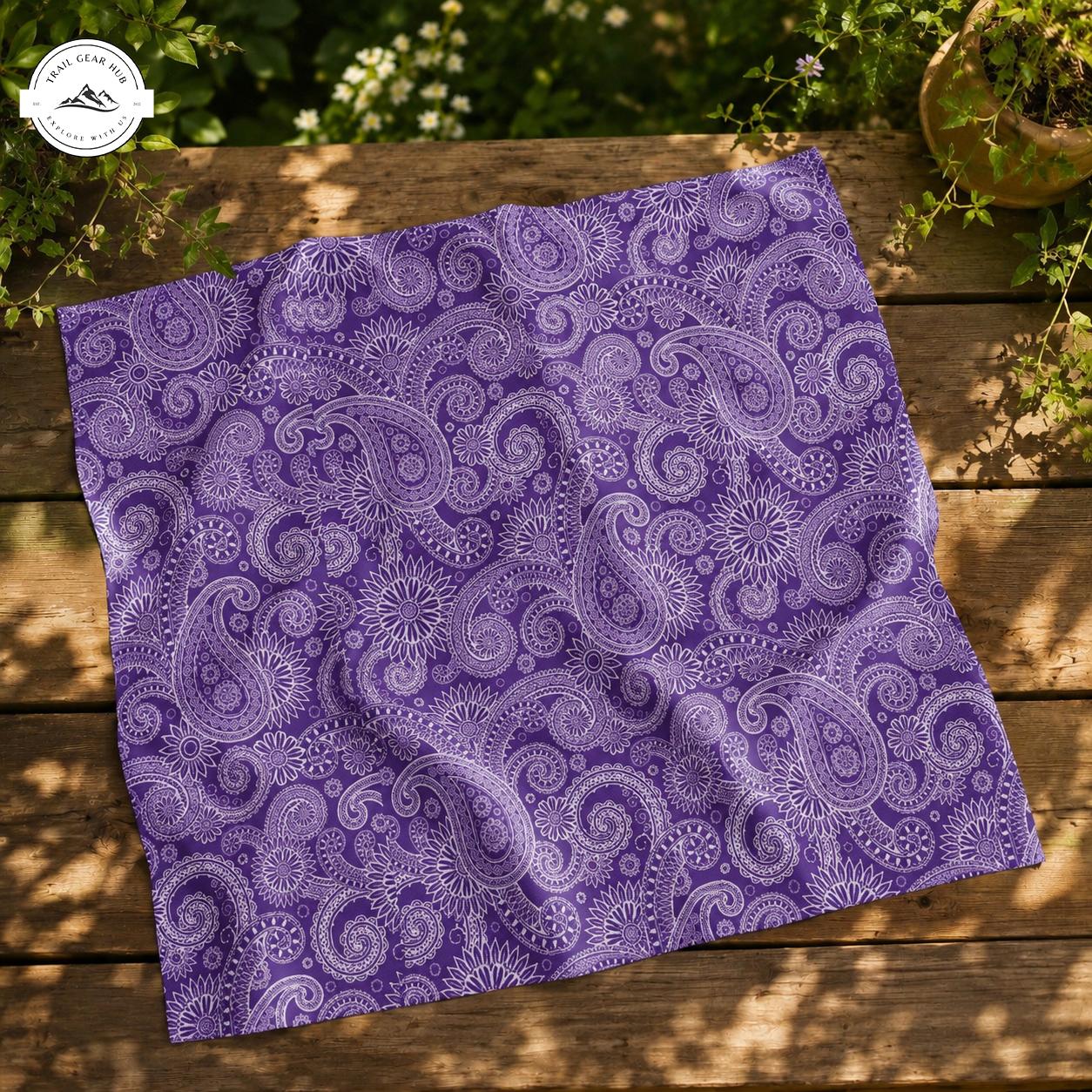 Boho Purple Paisley Satin Square Scarf TN10SSBD