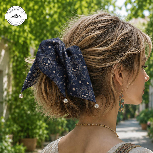Celestial Sun and Moon Satin Pearl Hair Tie TN11SPHT