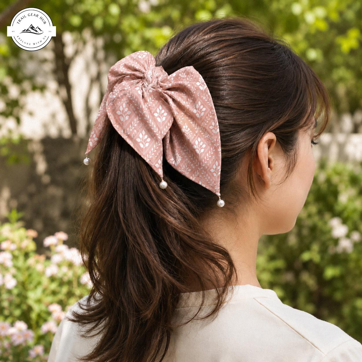 Dusty Rose Boho Satin Pearl Hair Tie TN12SPHT