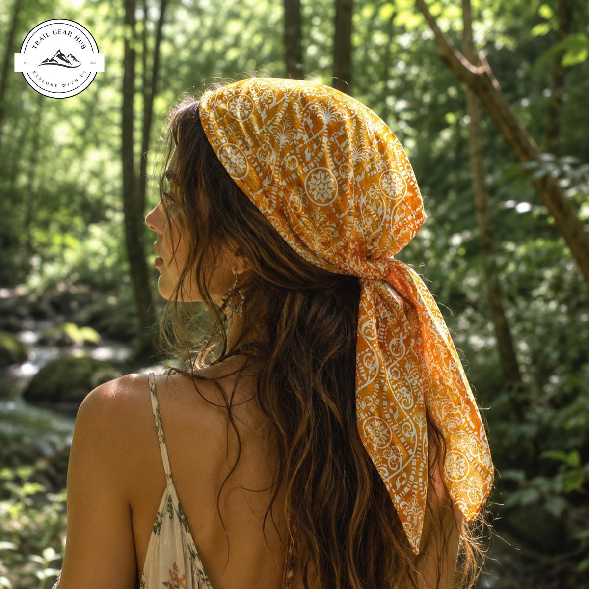 Boho Floral Flowy Beach Satin Square Scarf TN06SSBD