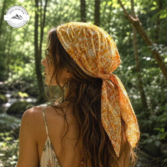 Boho Floral Flowy Beach Satin Square Scarf TN06SSBD
