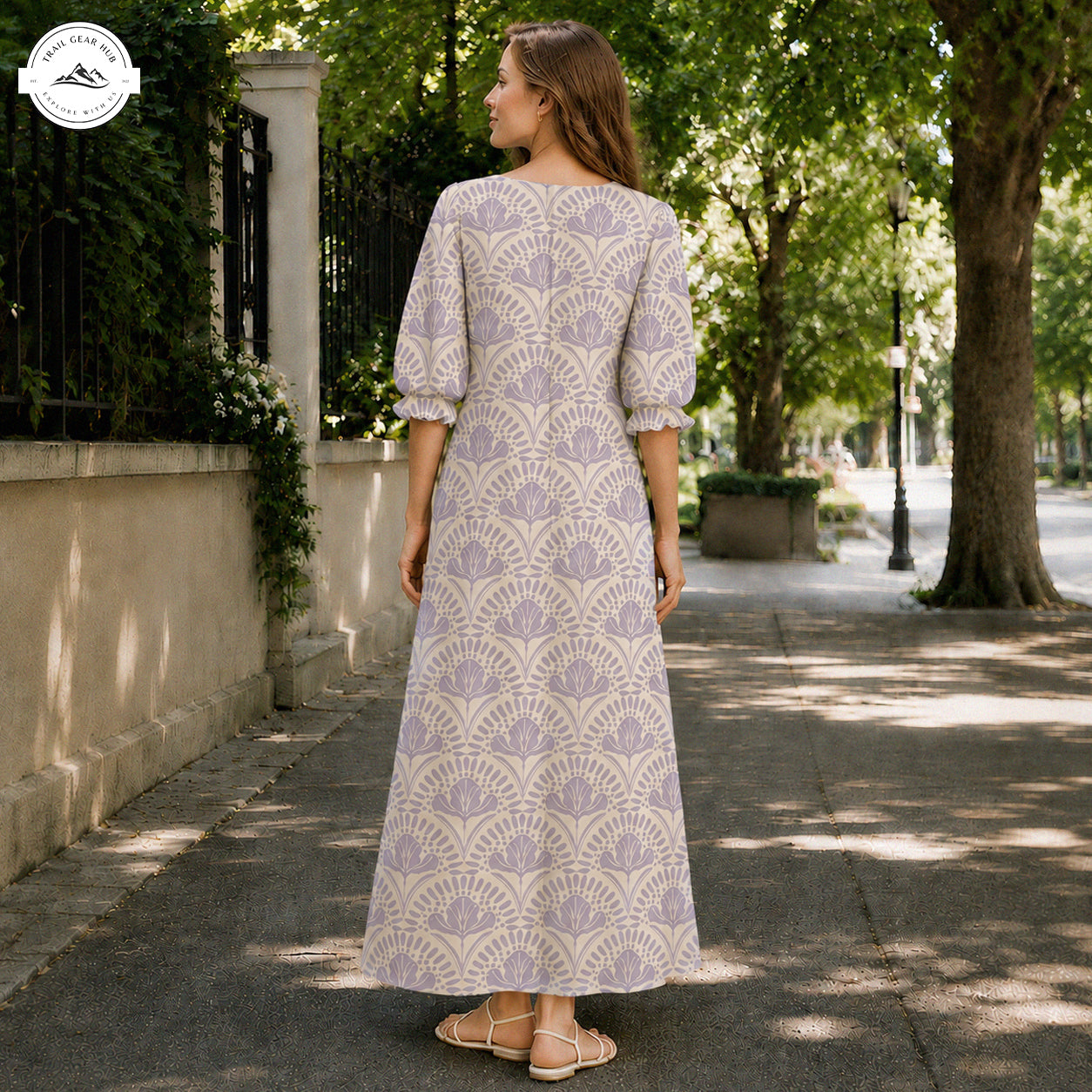 Vintage Art Deco Floral Women's Mid-length Sleeve Dress TN01