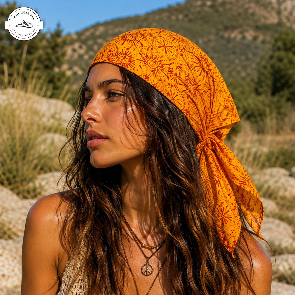 Boho Sunburst Floral Satin Square Scarf TN01SSBD