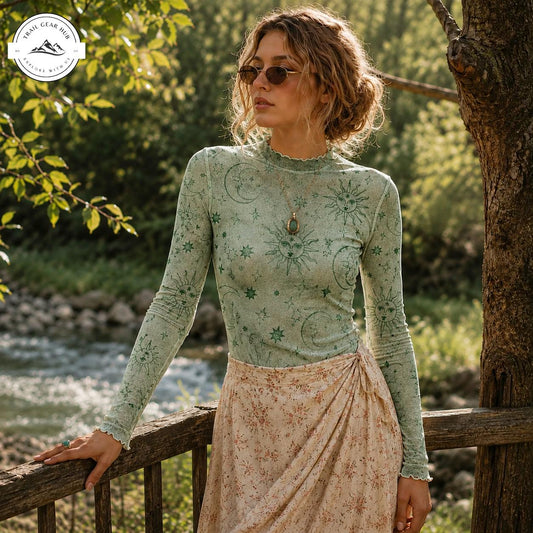 Boho Sage Green Women's Mesh T-shirt TN03