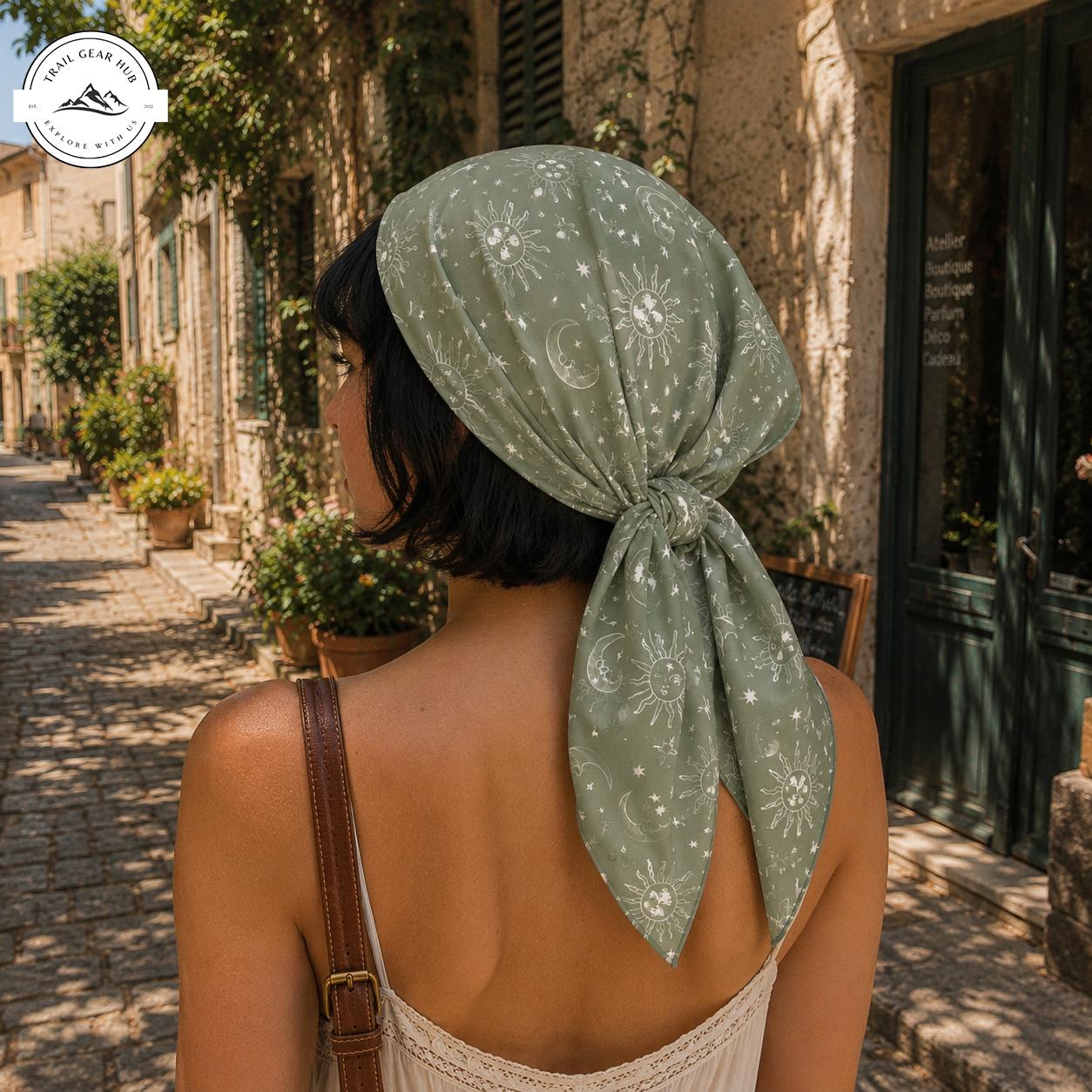 Boho Sage Green Satin Square Scarf TN03SSBD