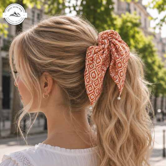 Boho Summer Satin Pearl Hair Tie TN01SPHT