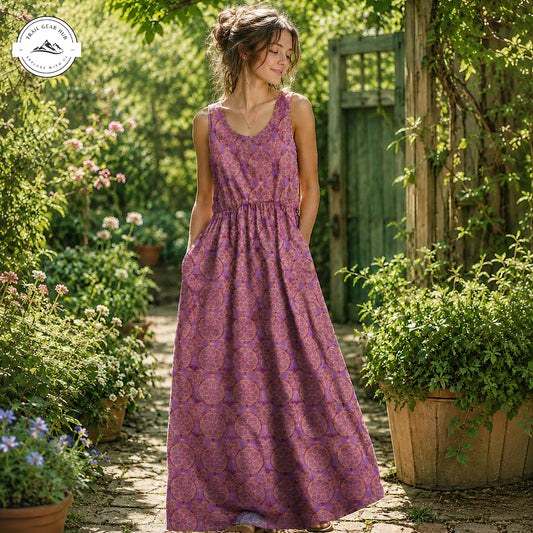 Vintage Floral Summer Women’s Sleeveless Maxi Dress TN01