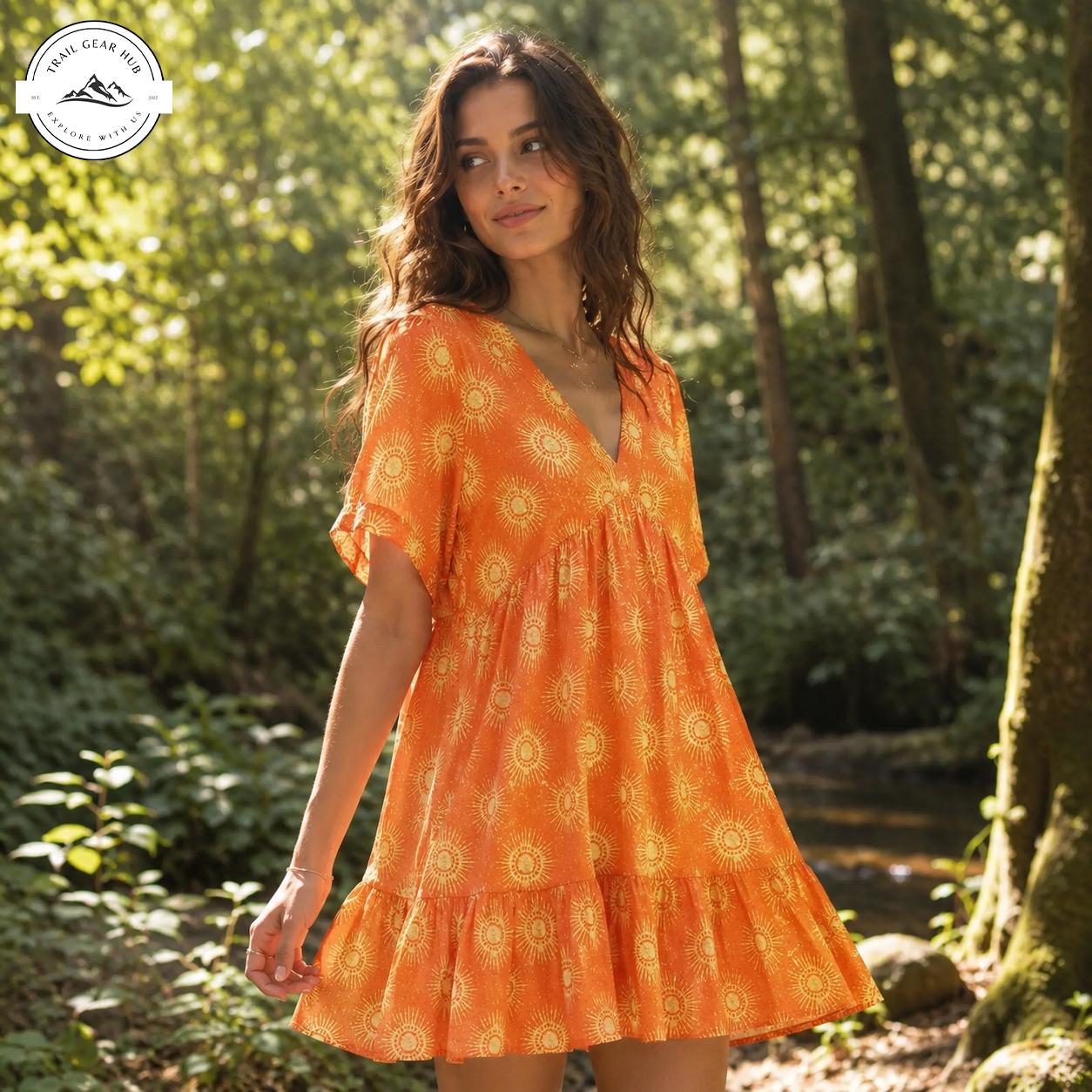 Sunkissed Boho Women’s Flowy V Neck Dress TN05