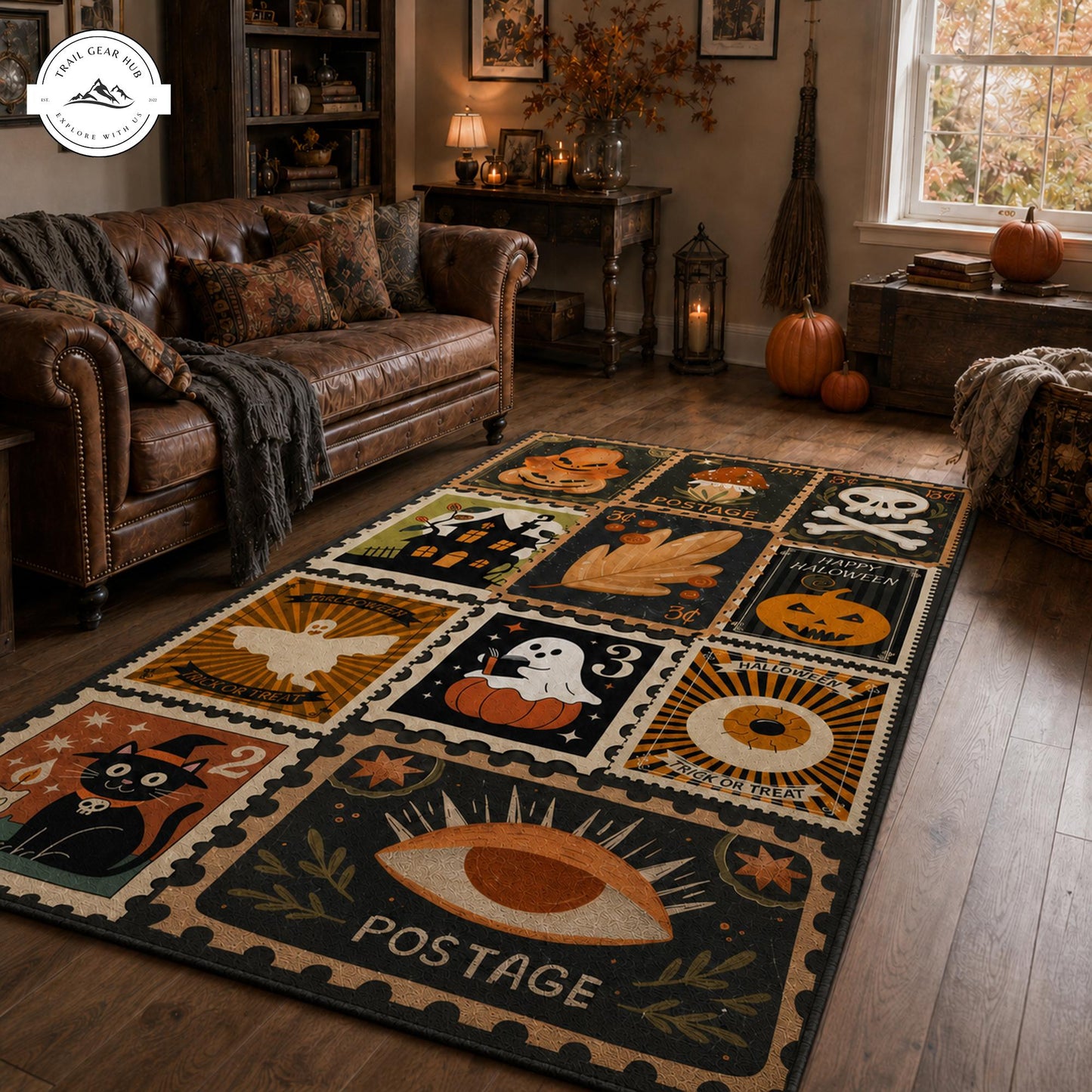 Spooky Retro Halloween Area Rug TP2