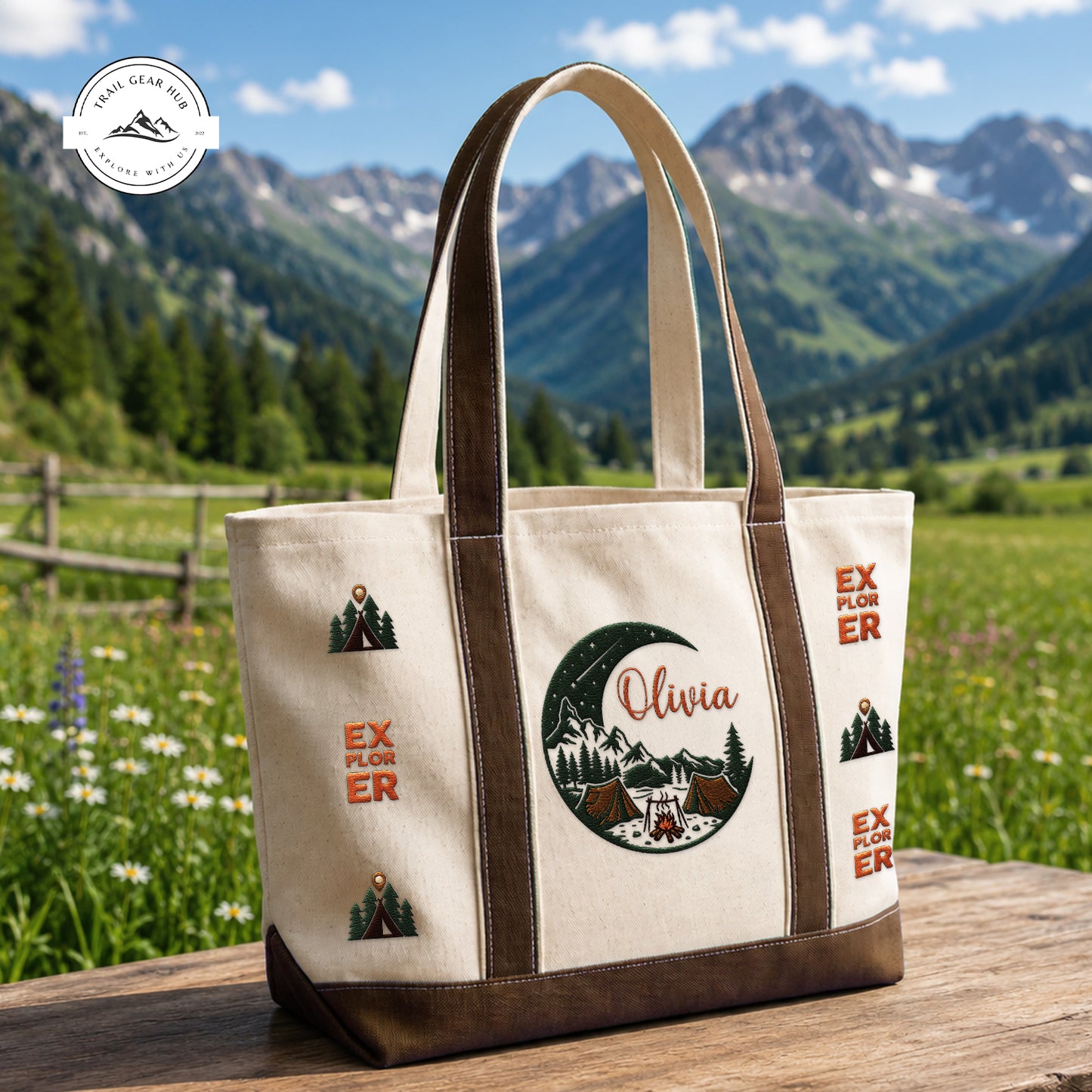Explorer Personalized Embroidered Canvas Tote Bag TP06