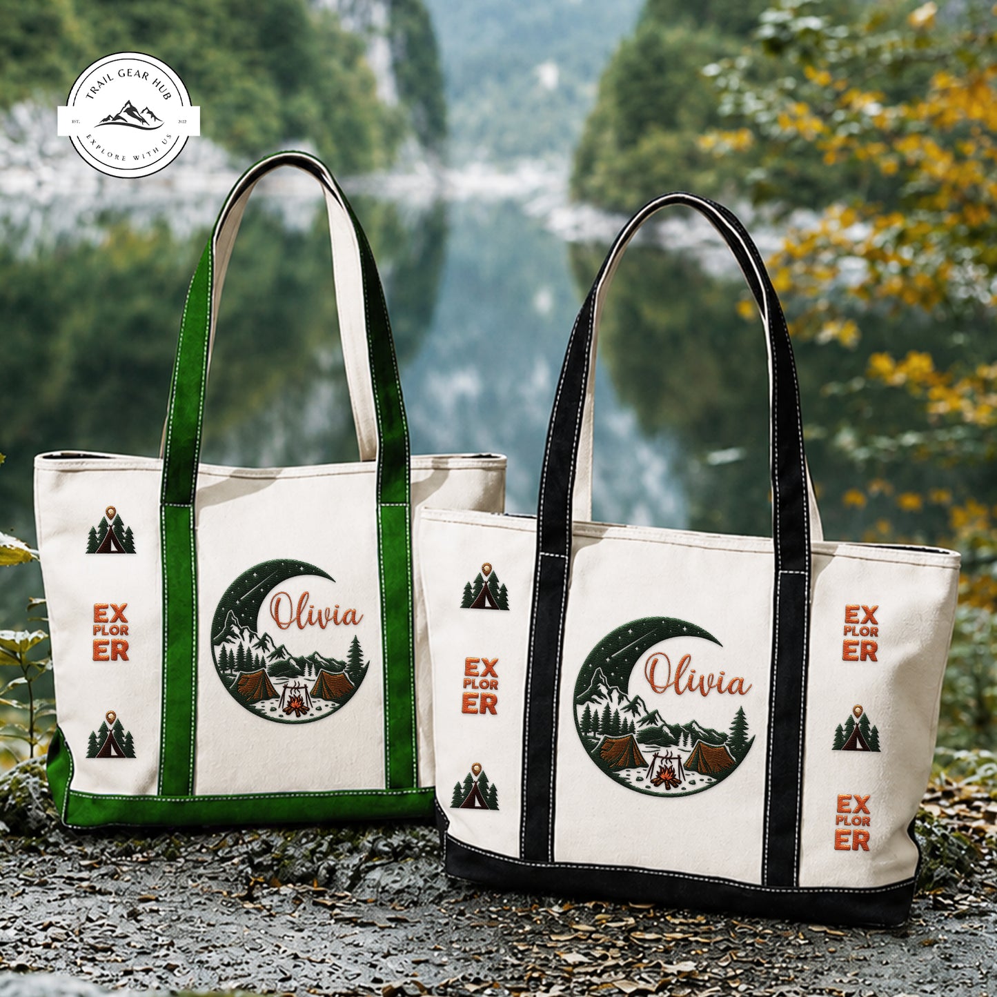 Explorer Personalized Embroidered Canvas Tote Bag TP06
