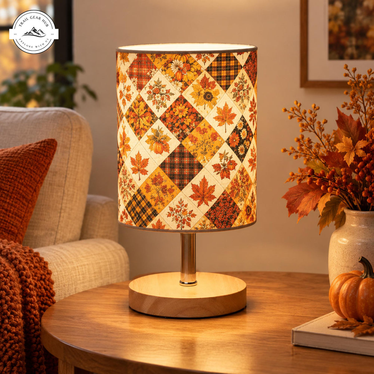 Rustic Fall Leaf Fabric Lamp TP04
