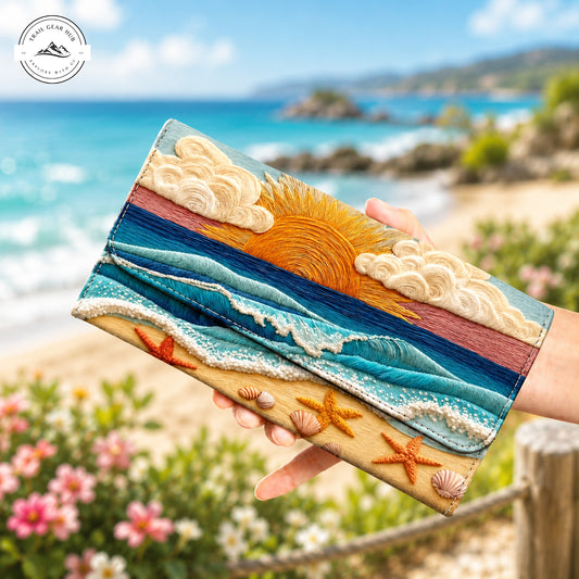Ocean Sunset Long Folding Wallet TP07