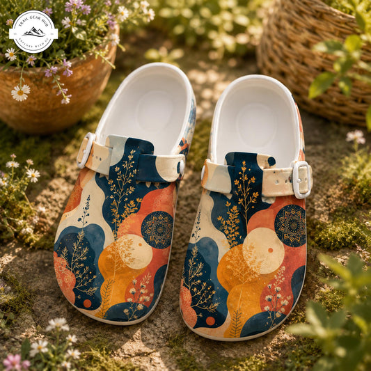Bohemian Abstract Flower Nurse Clogs TP15