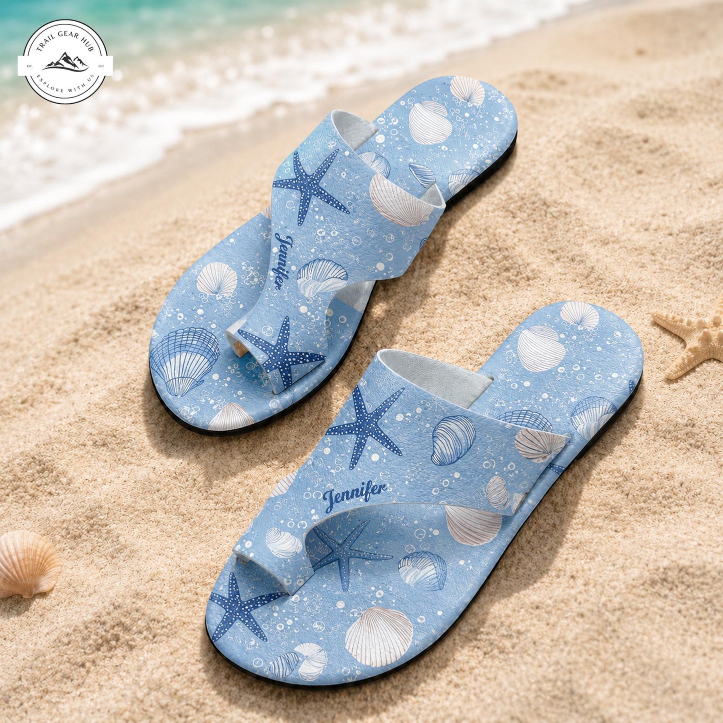 Blue Ocean Starfish Personalized Open Toe Sandals TP13