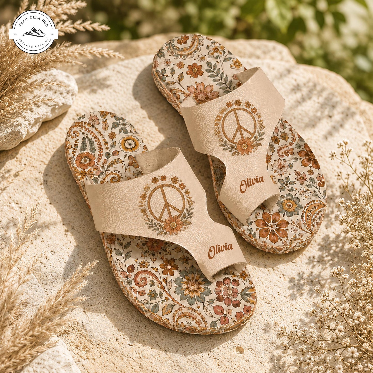 Retro Peace Sign Personalized Open Toe Sandals TP14