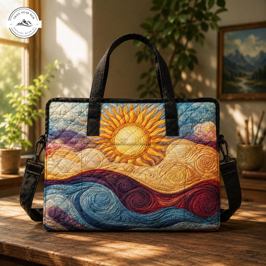 Sunrise & Wave Pattern Quilted Laptop Bag TP07