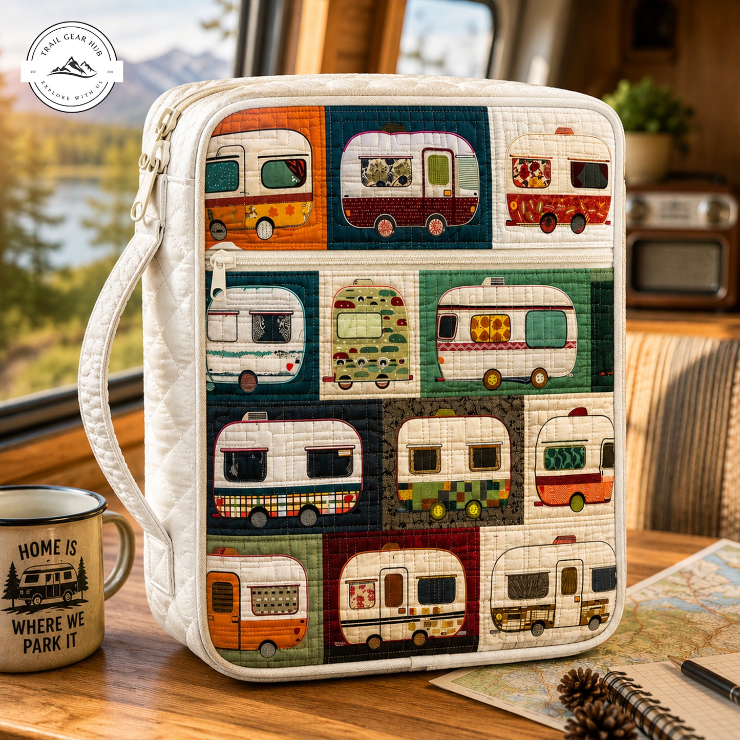 Campervans Quilted Bible Cover TP01