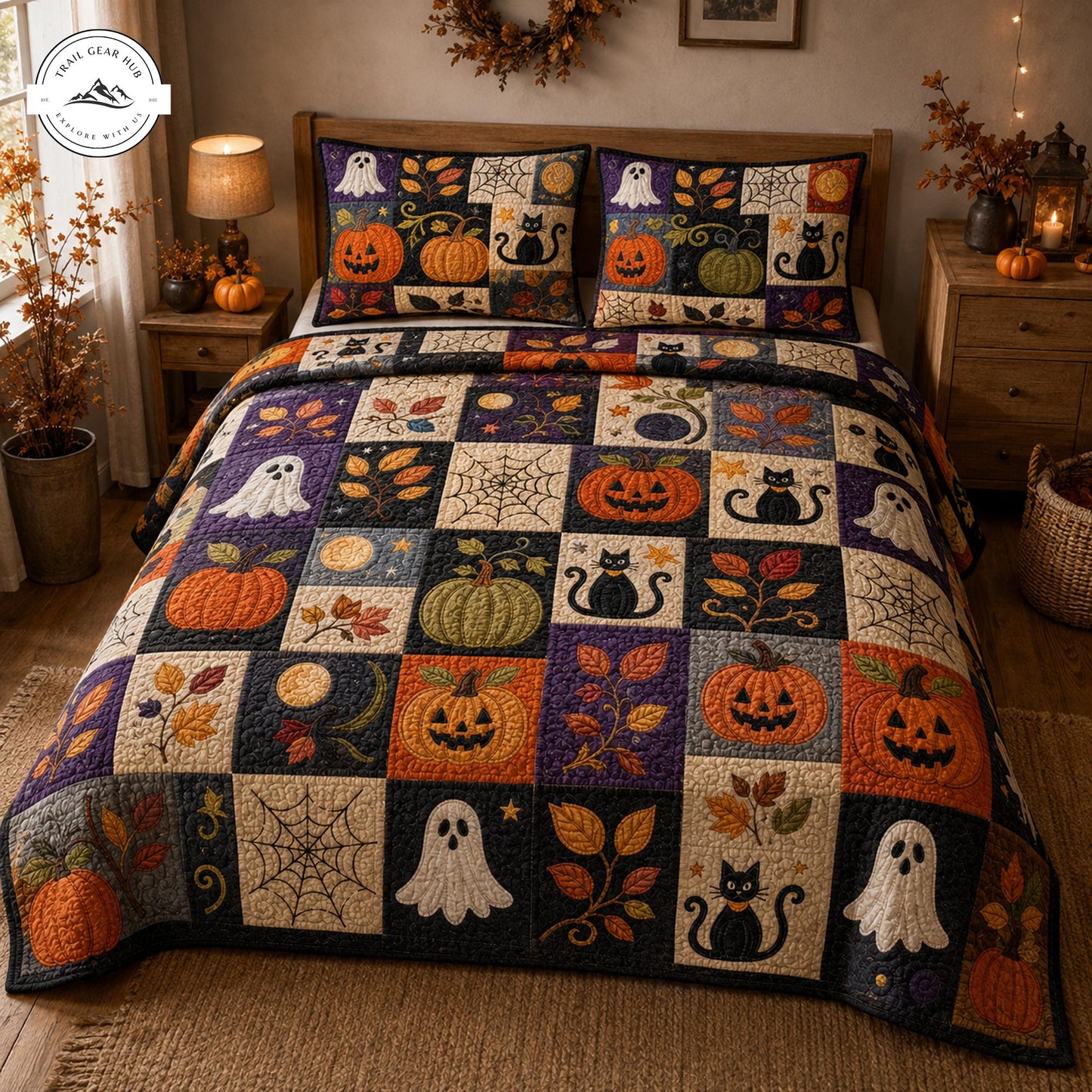 Cozy Halloween Patchwork Quilted Bedding Set TP05