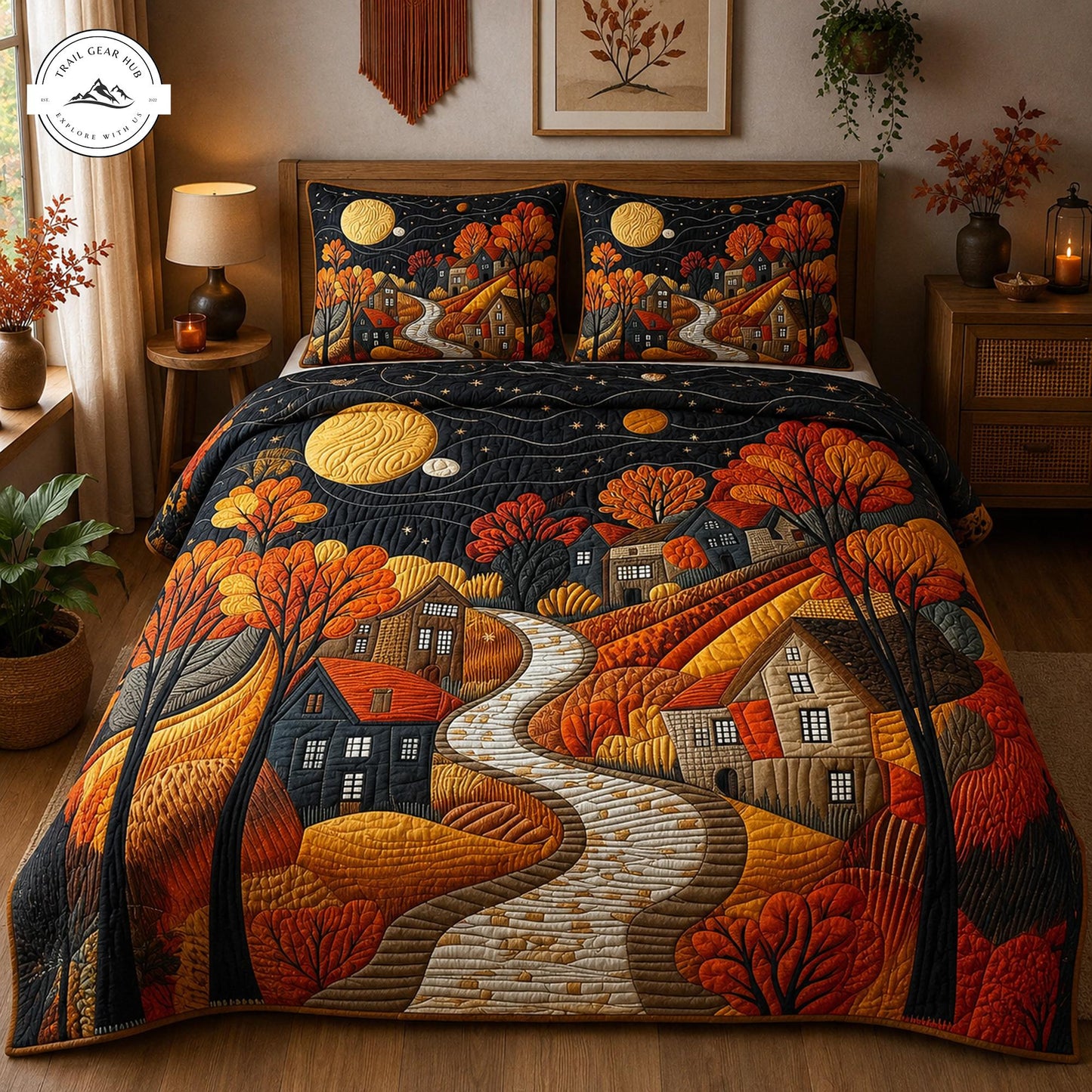 Cozy Fall Landscape Quilted Bedding Set TP11