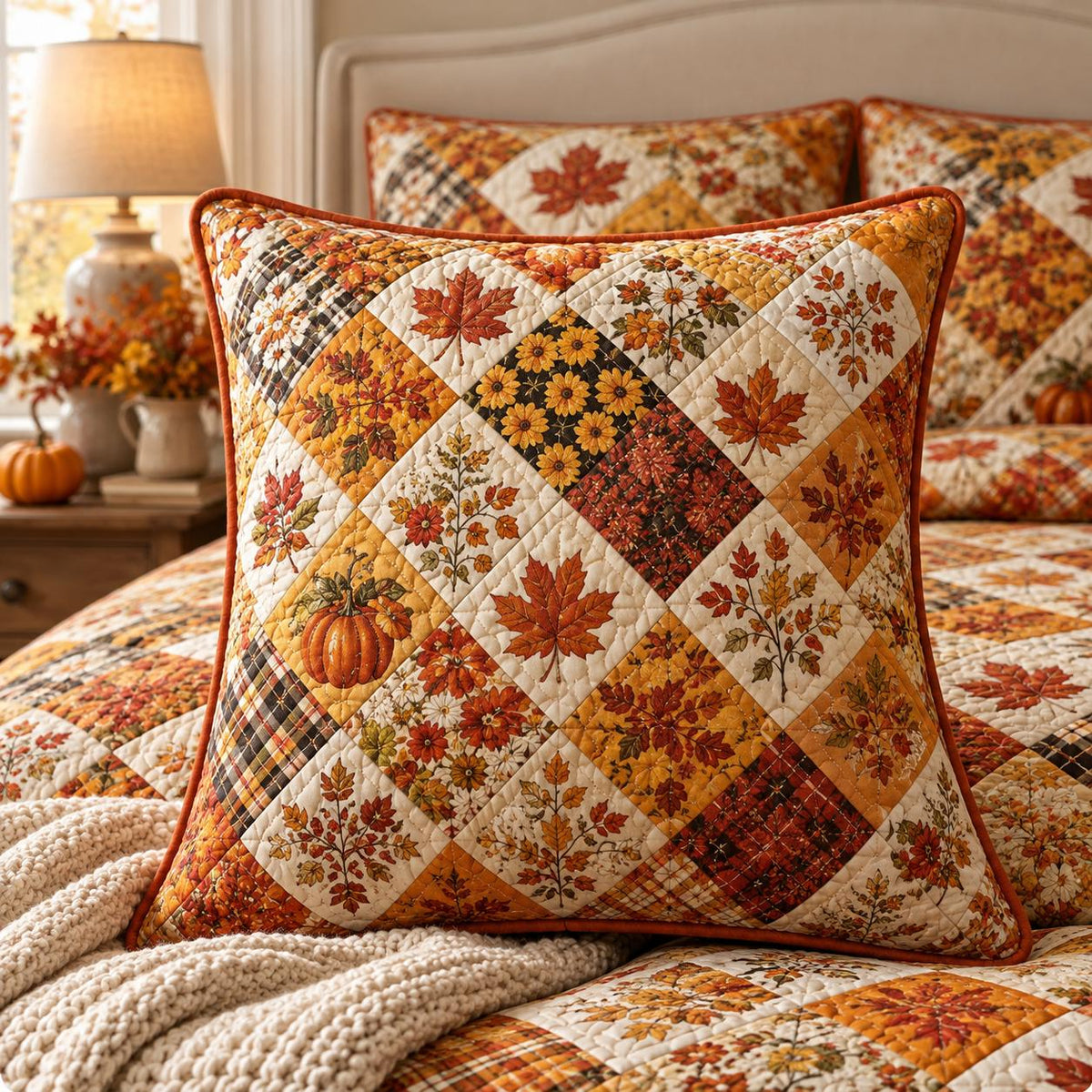 Autumn Thanksgiving Quilted Pillow Cover TP29QLTPLC