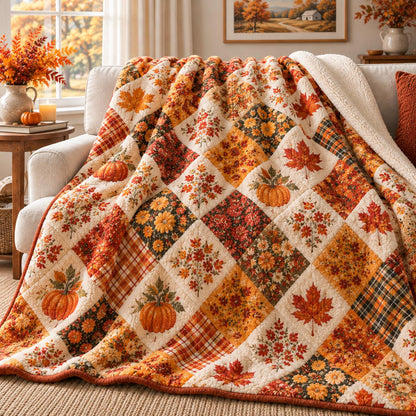 Autumn Thanksgiving Sherpa Blanket TP29SPBLK
