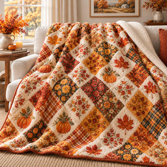 Autumn Thanksgiving Sherpa Blanket TP29SPBLK