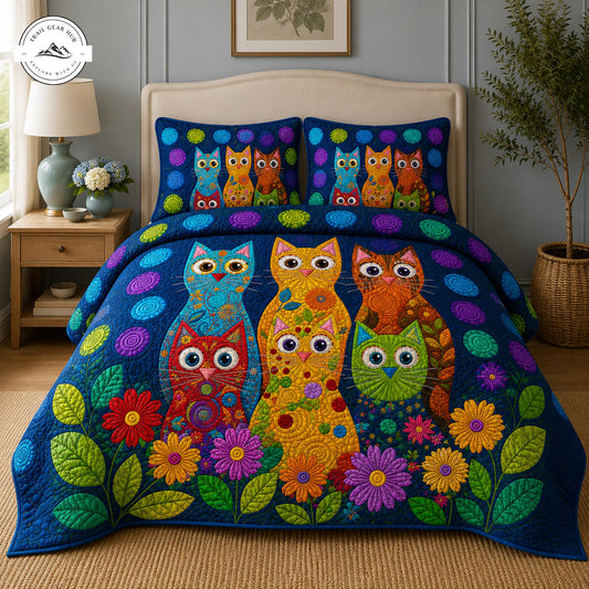 Bohemian Cat Garden Quilted Bedding Set TP34