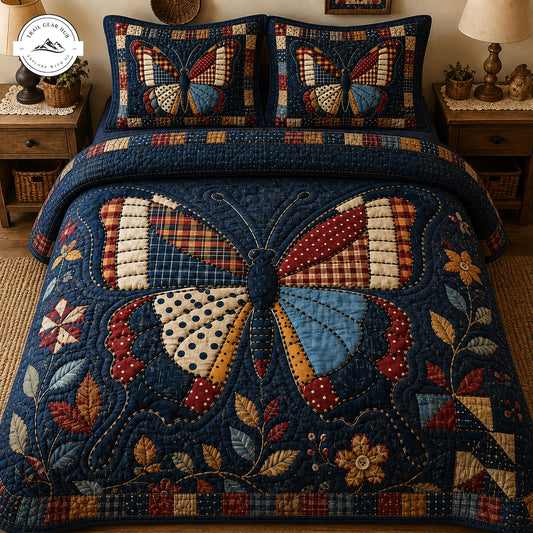 Vintage Butterfly Patchwork Quilted Bedding Set TP47