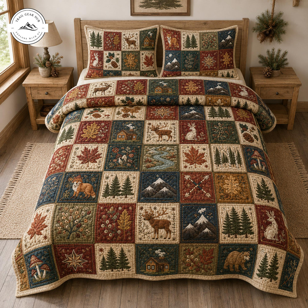 Rustic Forest Wildlife Quilted Bedding Set TP63