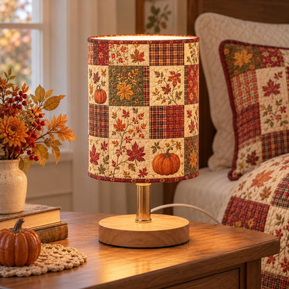 Autumn Maple Leaves & Pumpkin Patchwork Fabric Lamp TP77FBLP