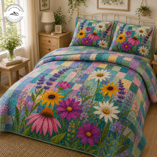 Botanical Wildflower Patchwork Quilted Bedding Set TP79