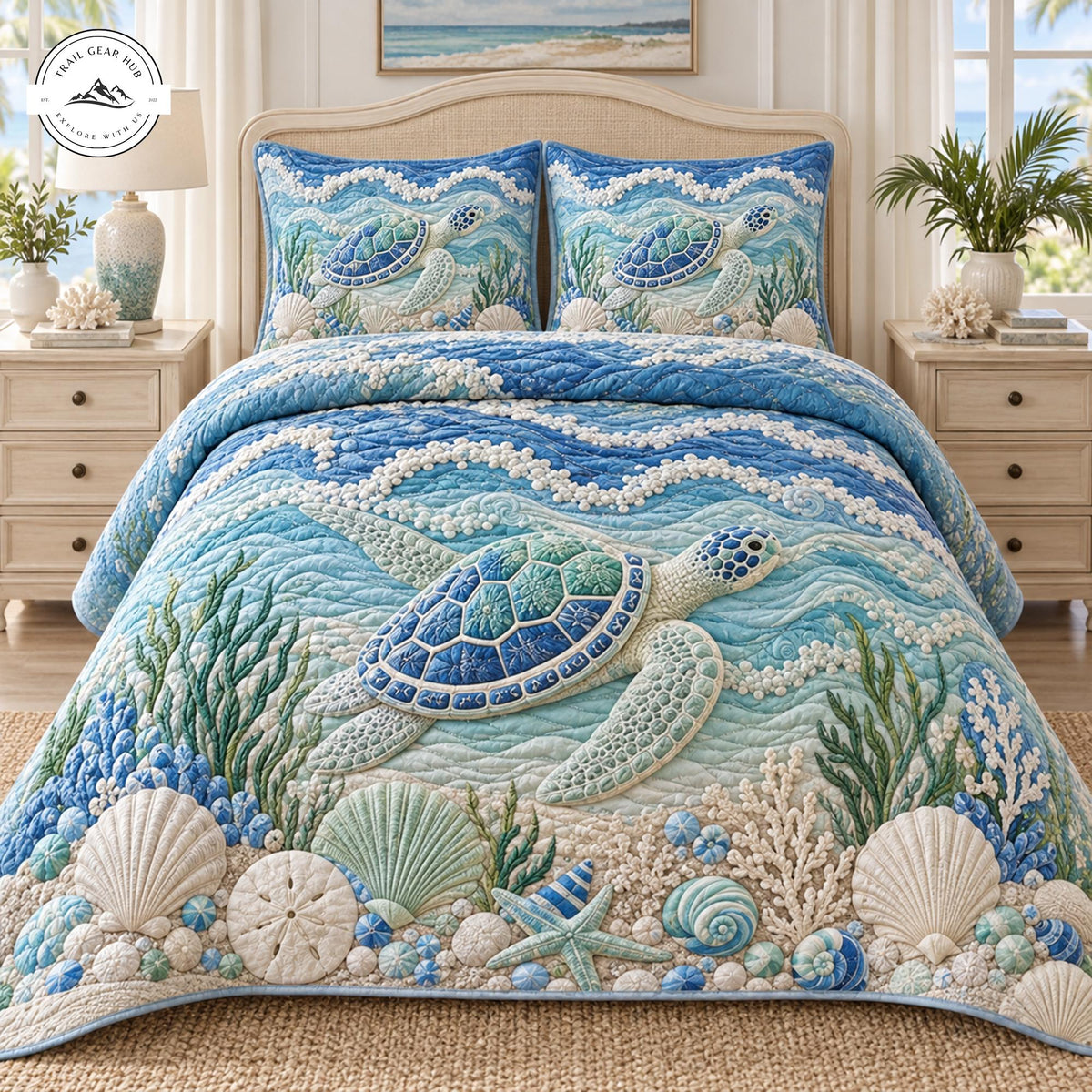 Under the Sea Turtle Quilted Bedding Set TP141