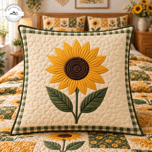 Rustic Sunflower Patchwork Quilted Pillow Cover TP194QLTPLC