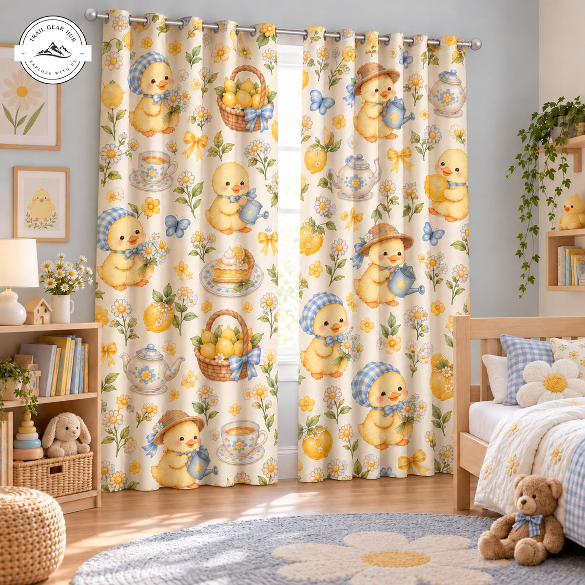 Vintage Yellow Duck  Grommet Curtains TP207GRMCT