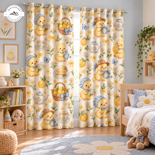 Vintage Yellow Duck  Grommet Curtains TP207GRMCT