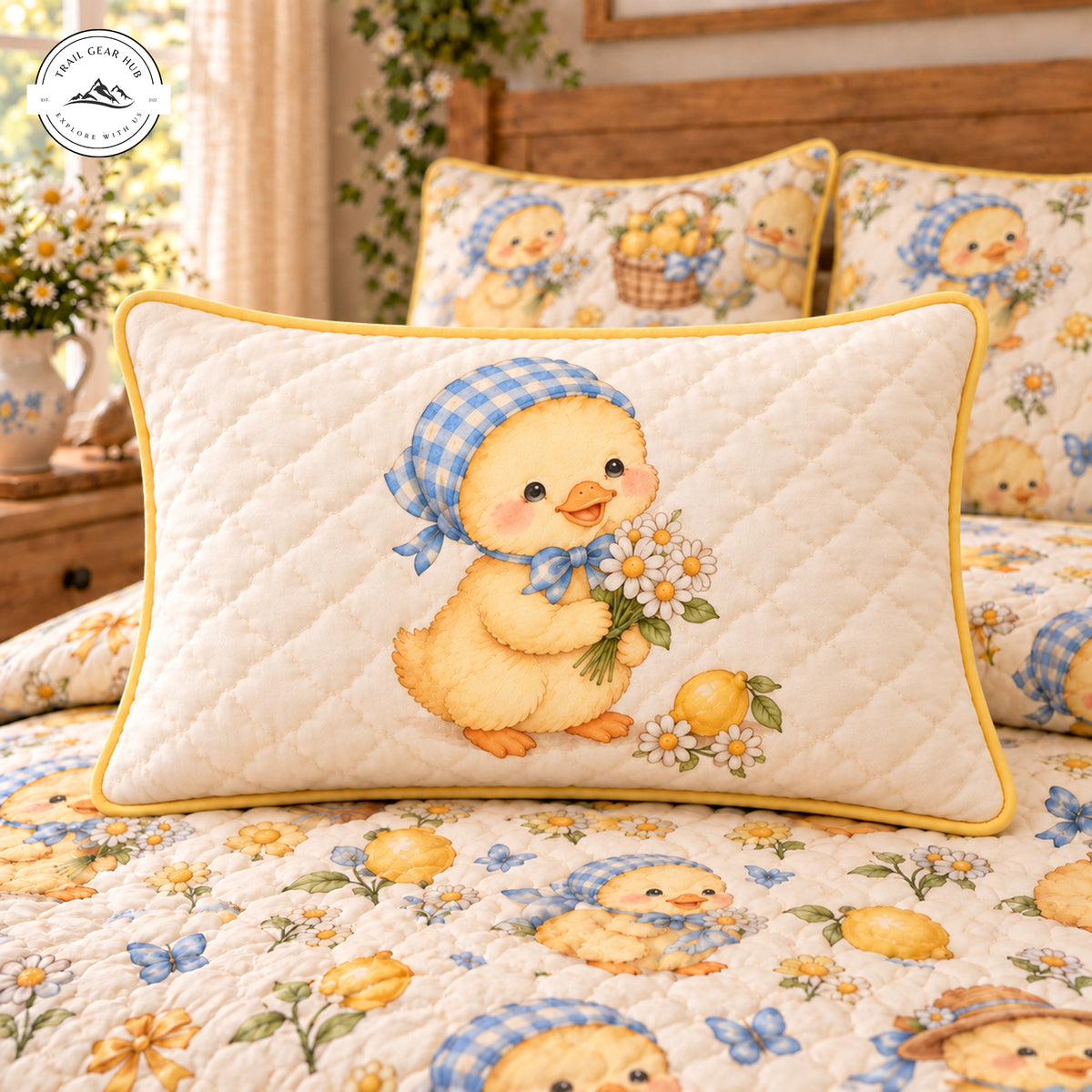 Vintage Yellow Duck Quilted Pillow Cover TP207QLTPLC