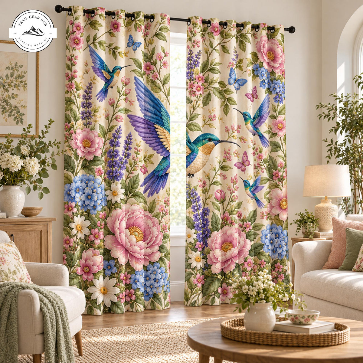 Vibrant Spring Hummingbirds  Grommet Curtains TP209GRMCT