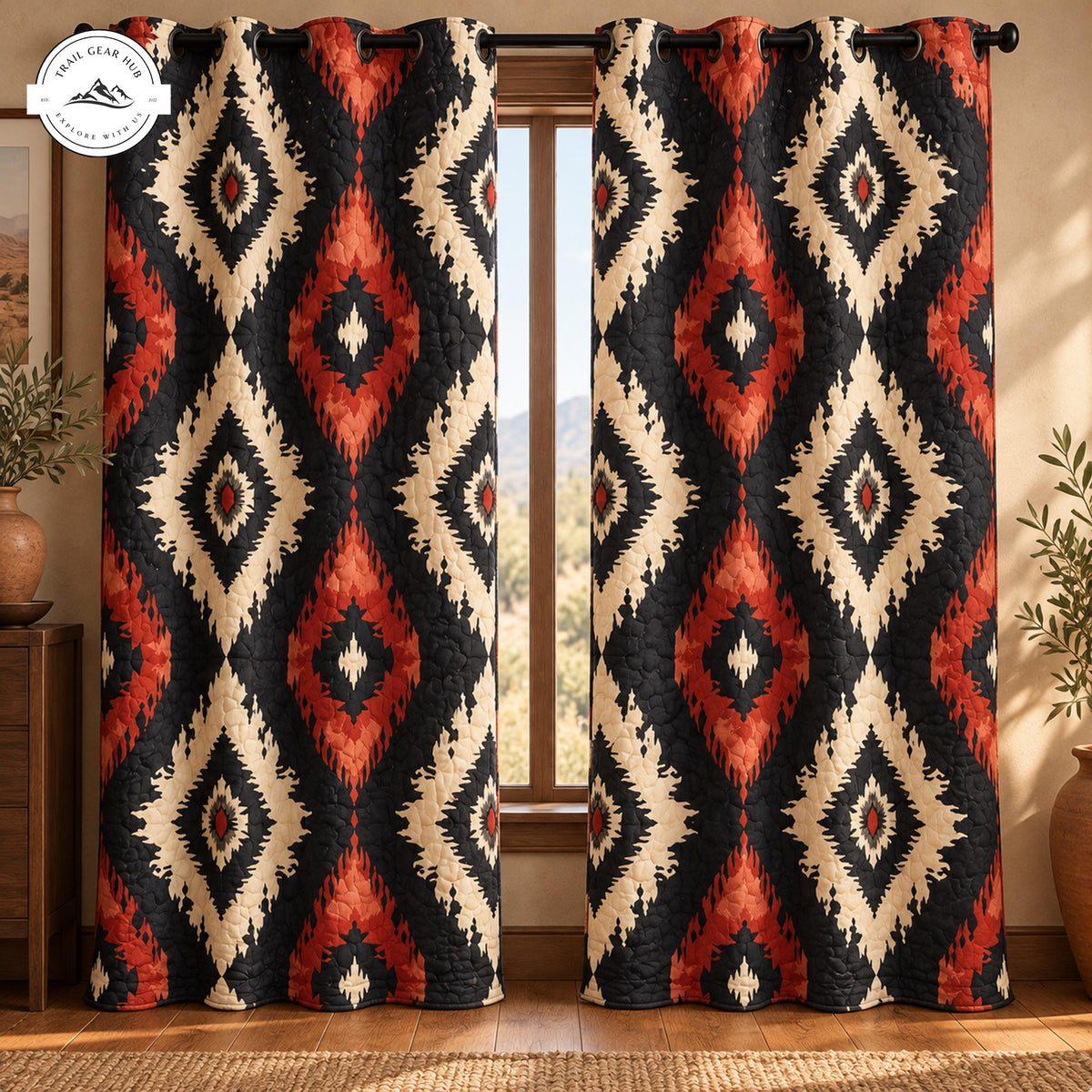 Southwestern Boho Quilted Curtains TP0220QLTCT