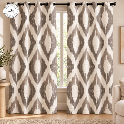 Neutral Grey Abstraction Pattern Quilted Curtains TP232QLTCT