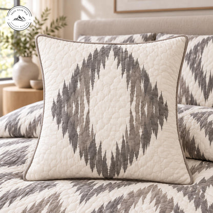 Neutral Grey Abstraction Pattern Quilted Pillow Cover TP232QLTPLC