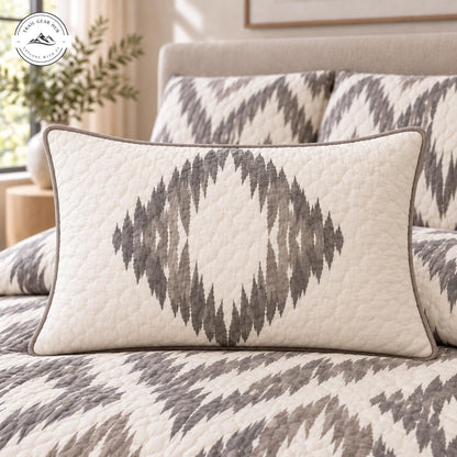 Neutral Grey Abstraction Pattern Quilted Pillow Cover TP232QLTPLC