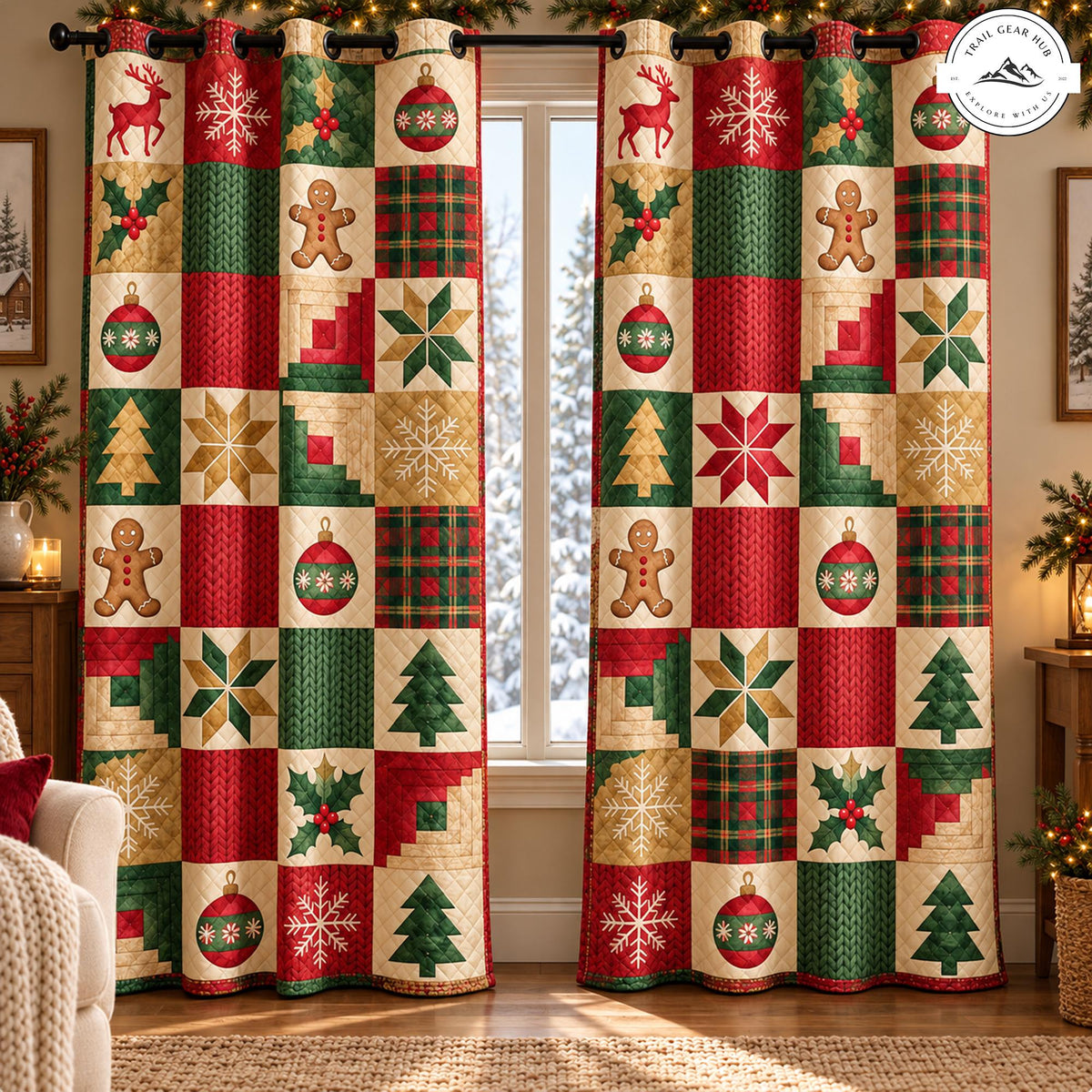 Rustic Christmas Patchwork Quilted Curtains TP233QLTCT