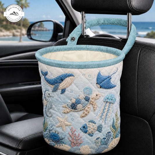 Ocean Life Quilted Car Trash Bin TP02