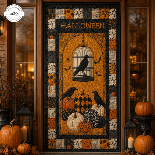 Halloween Raven & Pumpkin Quilted Door Cover TP01