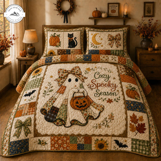 Cozy Spooky Season Ghost Quilted Duvet Cover Set TP13
